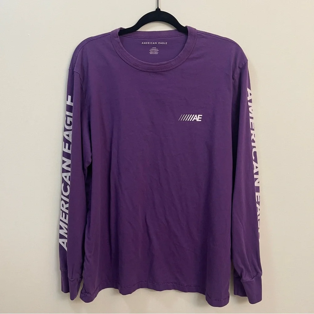 American Eagle Men’s Purple Long Sleeve Graphic T-Shirt in size Large - Picture 2 of 7